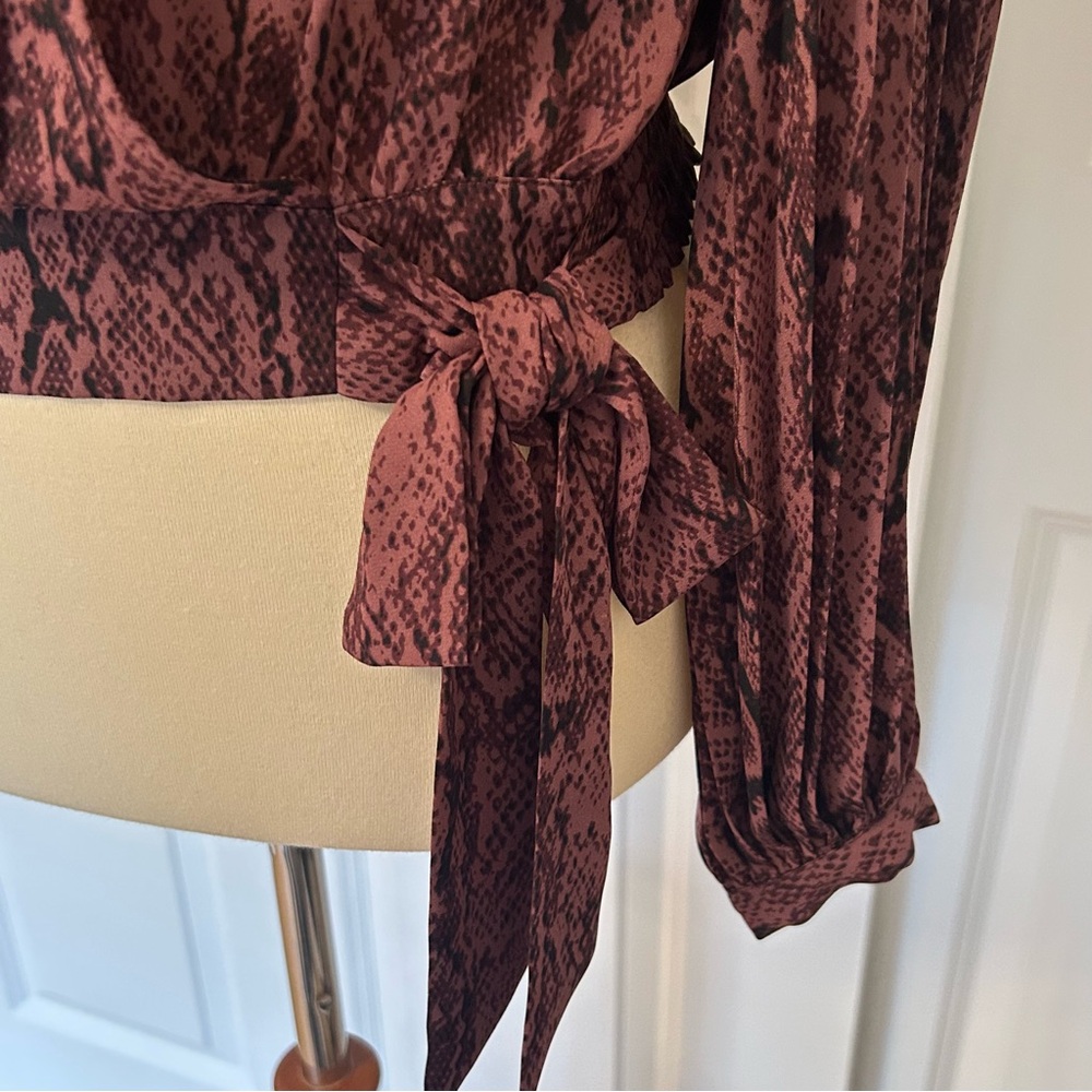 Cupcakes and Cashmere Purple Python Print Wrap Blouse NWOT - Picture 2 of 5